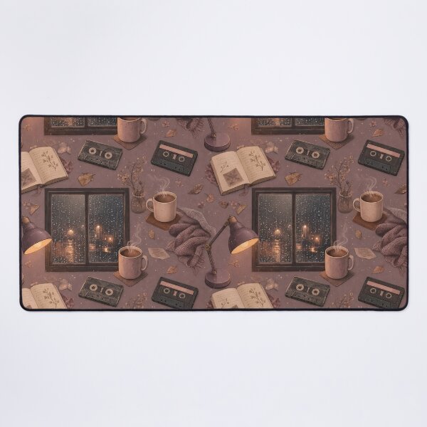 Item preview, Lo-Fi Study Room Cassettes and Rainy Windows Seamless Pattern | Dusty Mauve designed and sold by StickyGuys.