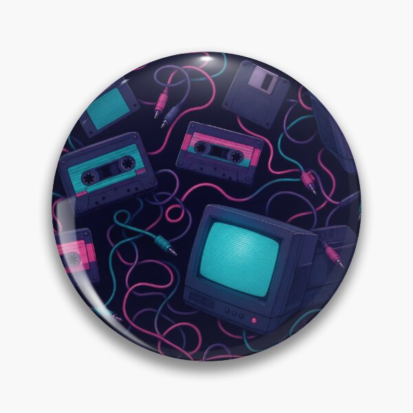 Item preview, Retro CRT Screens and Cassette Tapes Seamless Pattern | Vaporwave Teal designed and sold by StickyGuys.