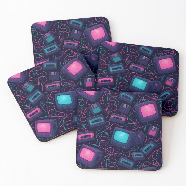 Item preview, Retro CRT Screens and Cassette Tapes Seamless Pattern | Vaporwave Teal designed and sold by StickyGuys.