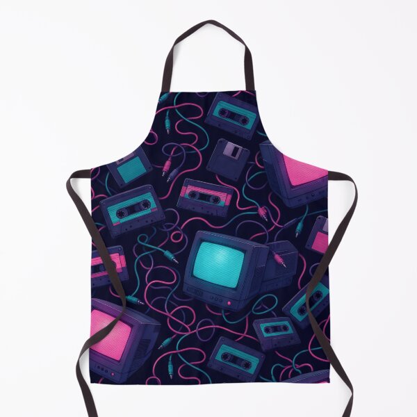 Item preview, Retro CRT Screens and Cassette Tapes Seamless Pattern | Vaporwave Teal designed and sold by StickyGuys.