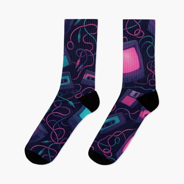 Item preview, Retro CRT Screens and Cassette Tapes Seamless Pattern | Vaporwave Teal designed and sold by StickyGuys.