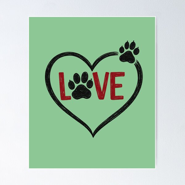 Item preview, Love Dog Paw Heart | Minimalist Pet Lover Design designed and sold by RosalesArts.