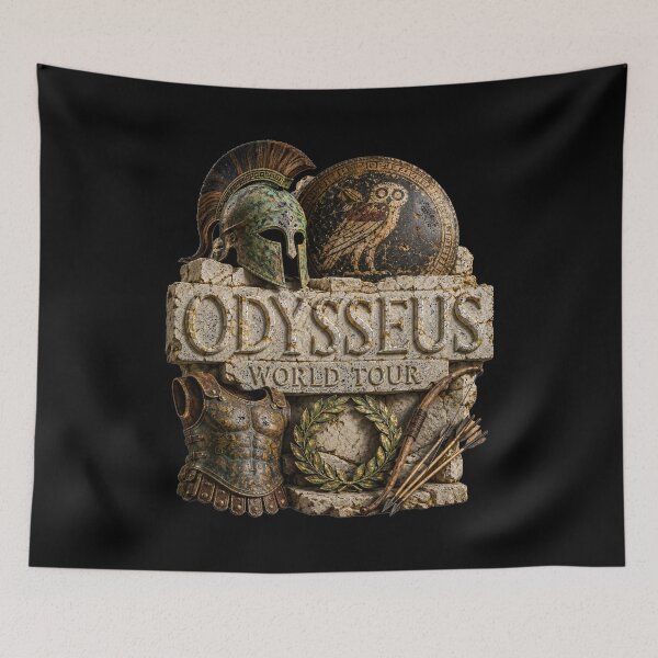 Item preview, Odysseus World Tour Stone Relief Helmet Owl Art Ancient Greek Mythology Humor Gift for Mythology Lovers designed and sold by Nightarel.