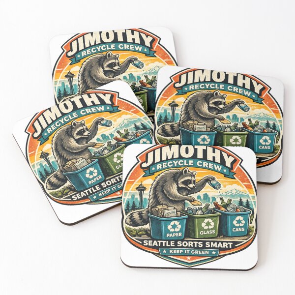 Item preview, Jimothy Seattle Recycle Crew Vintage Raccoon Badge designed and sold by TSshirtShoppe.
