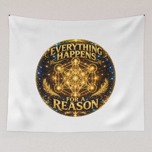 Item preview, Everything Happens For A Reason- Round Golden Metatron Emblem designed and sold by LC&LCPlatform.