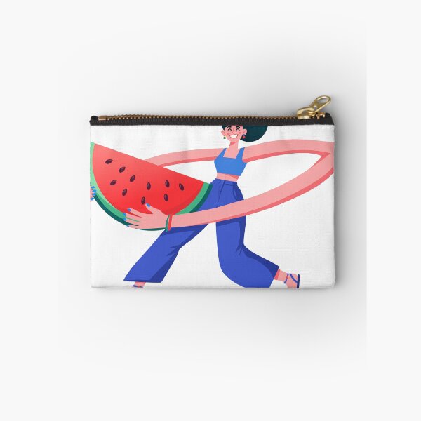 Item preview, Smiling woman holding giant watermelon slice designed and sold by natalielaf.