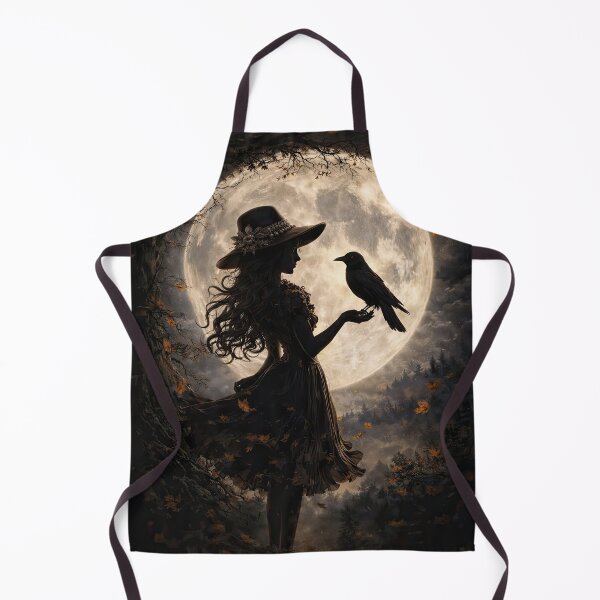 Item preview, Girl with Raven Under Full Moon Mystical Magical Autumn Fall Equinox designed and sold by Stephanie Laird.