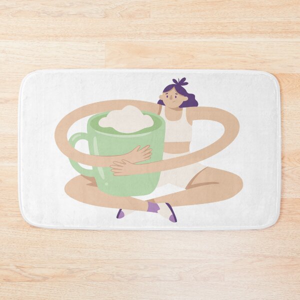 Item preview, Woman hugging large mug of green matcha latte designed and sold by natalielaf.