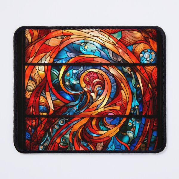 Item preview, Fiery Phoenix Abstract Stained Glass Window designed and sold by pinkal.