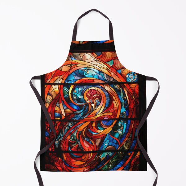 Item preview, Fiery Phoenix Abstract Stained Glass Window designed and sold by pinkal.