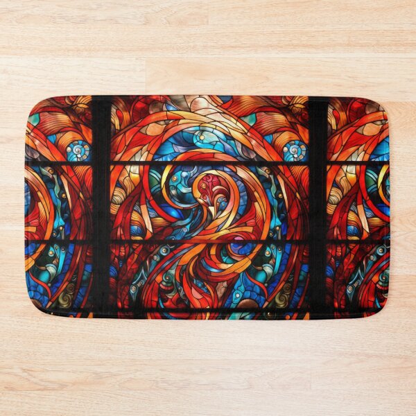 Item preview, Fiery Phoenix Abstract Stained Glass Window designed and sold by pinkal.
