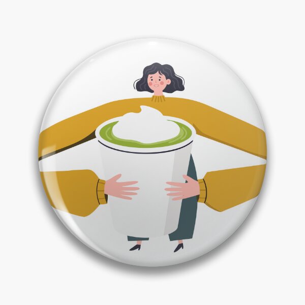 Item preview, Woman hugging large mug of green matcha latte designed and sold by natalielaf.