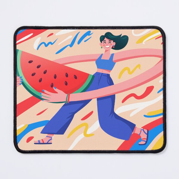 Item preview, Smiling woman holding giant watermelon slice designed and sold by natalielaf.