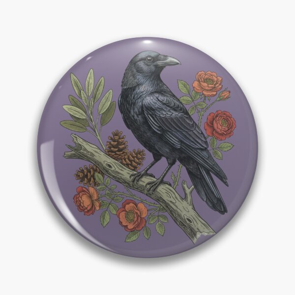 Item preview, Nature Raven Wildlife Floral Art designed and sold by BirdsnStuff.