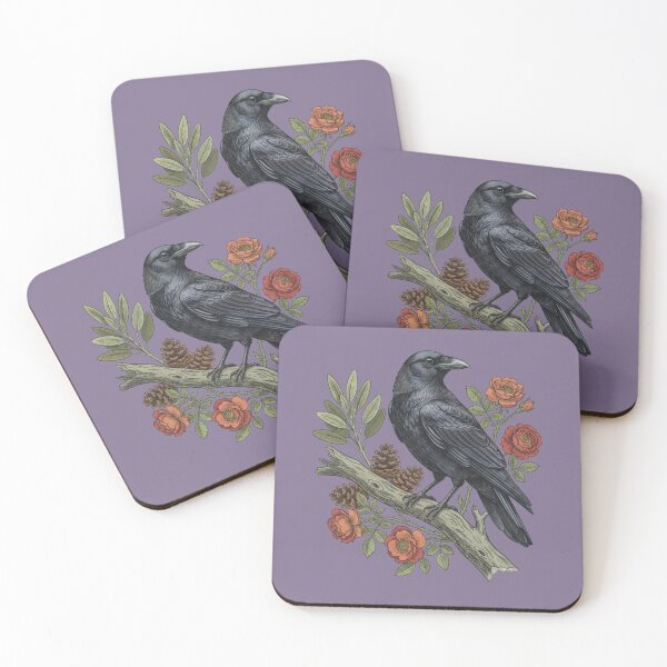 Item preview, Nature Raven Wildlife Floral Art designed and sold by BirdsnStuff.