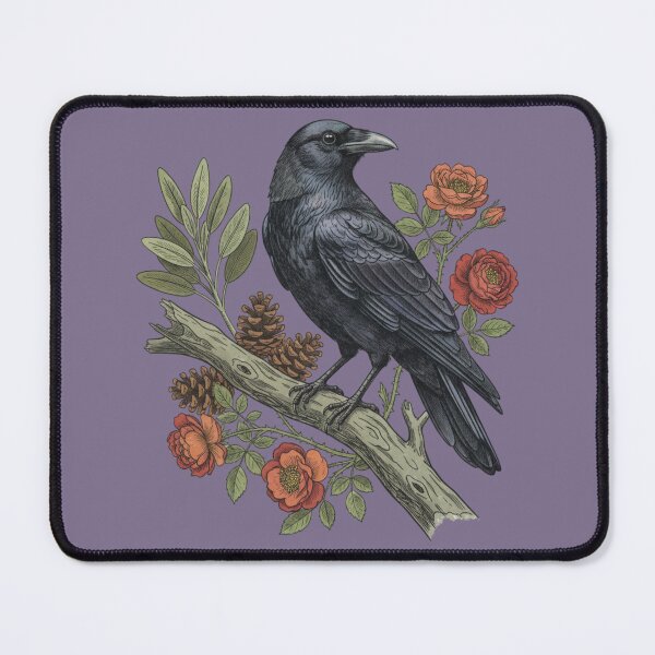 Item preview, Nature Raven Wildlife Floral Art designed and sold by BirdsnStuff.