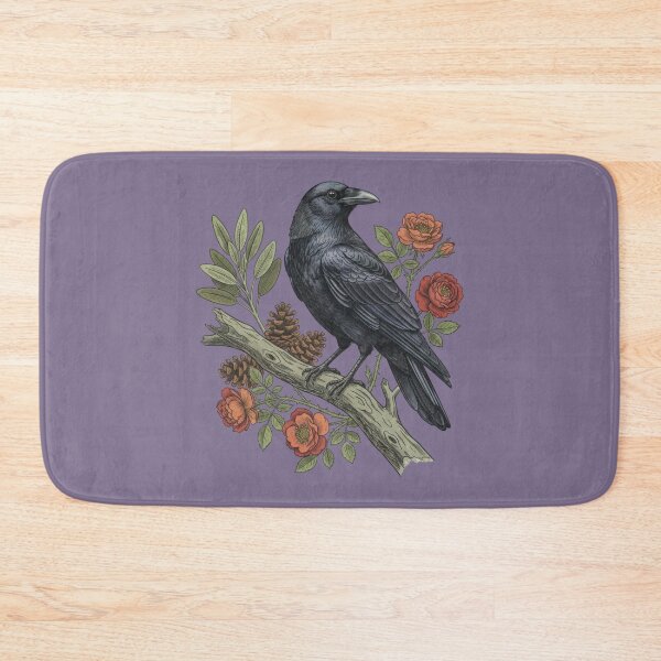 Item preview, Nature Raven Wildlife Floral Art designed and sold by BirdsnStuff.