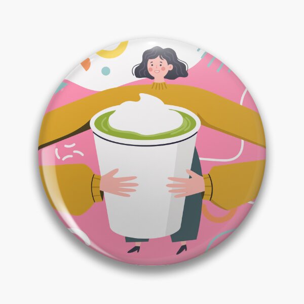 Item preview, Woman hugging large mug of green matcha latte designed and sold by natalielaf.
