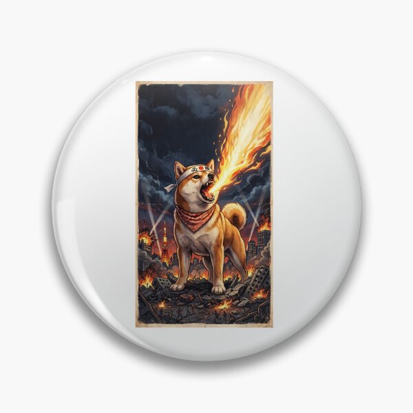 Item preview, Fire-Breathing Kaiju Shiba Inu Dogzilla Vintage Poster Art designed and sold by Ink & Void Co..