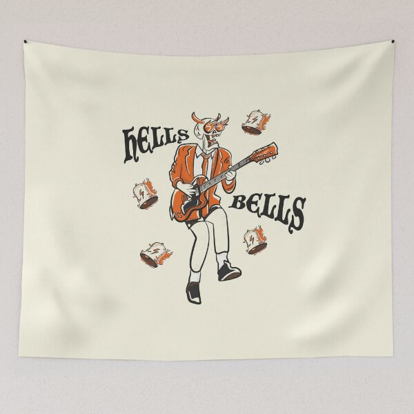 Item preview, Hells Bells Rock Skull Guitar Illustration designed and sold by beboplab.