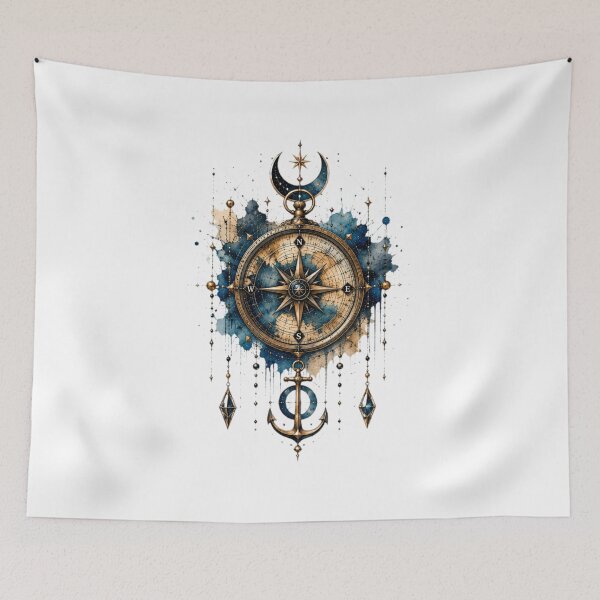 Item preview, Celestial Compass & Anchor Art designed and sold by MyCalmDraw.