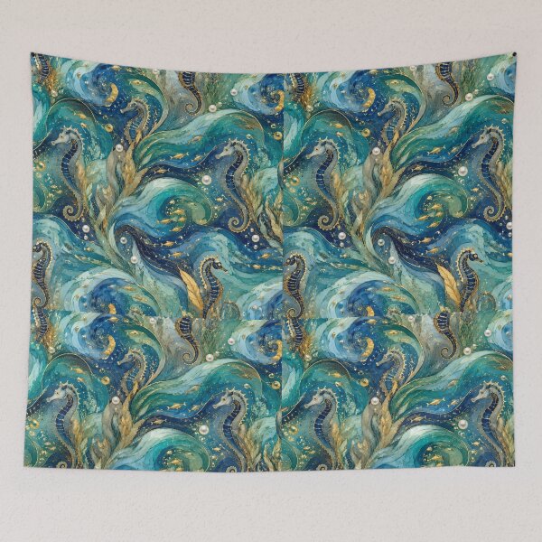 Item preview, Golden Waves and Magical Seahorses - Treasures of the Mediterranean Ocean designed and sold by Natalia-Vlad.