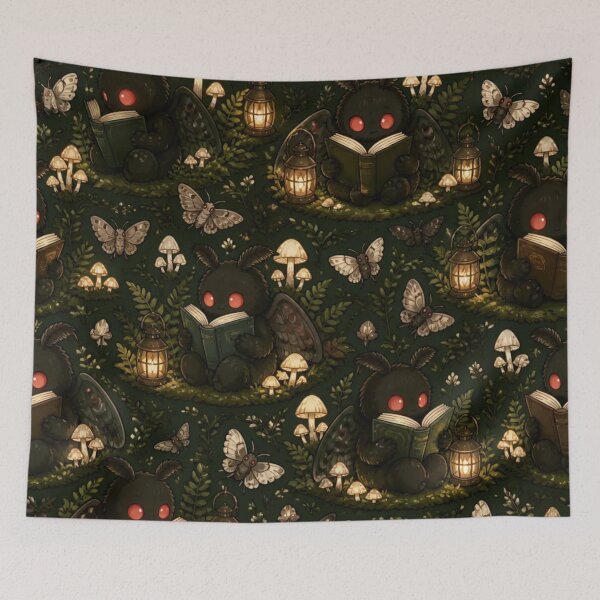 Item preview, Cozy Cryptidcore Mothman Reading Books Bookish designed and sold by StickyGuys.