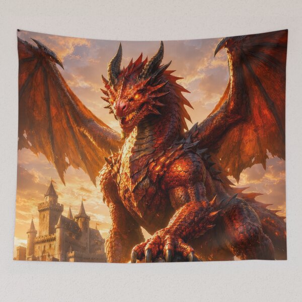 Item preview, Inferno Dragon Siege – Epic Fire Dragon Fantasy Castle Battle designed and sold by DrakariArt.