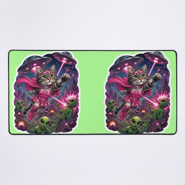 Item preview, Cosmic Cat Defends Earth From Aliens designed and sold by Moxie-Cat-Universe.