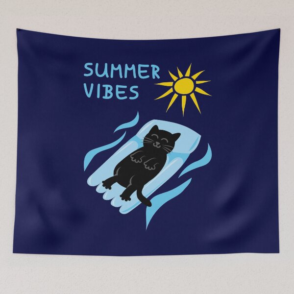 Item preview, Summer Vibes Black Cat Floating designed and sold by fishdesigns.