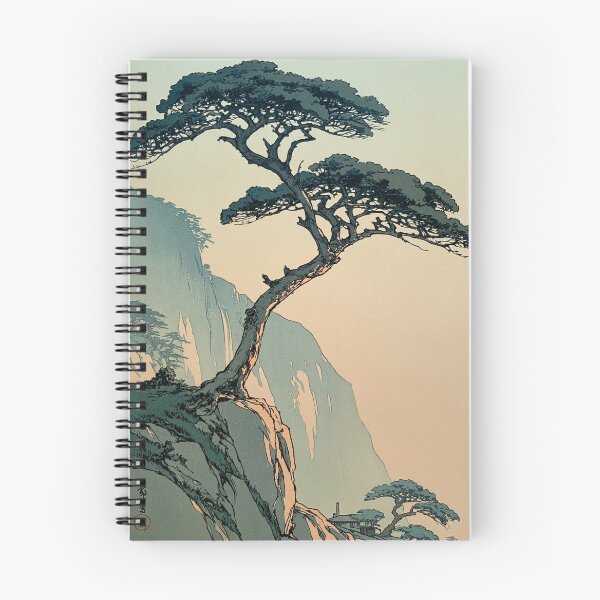 Item preview, Japanese Woodblock Print Wall Art Vintage Pine Tree Landscape Poster Oriental Cliff Nature Painting Digital Download Printable Art designed and sold by AnimeWaifuMaterial.