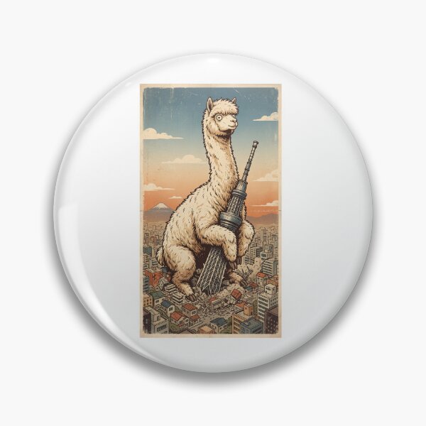 Item preview, Retro Kaiju Alpaca Poster - Tokyo Skytree Monster Art designed and sold by Ink & Void Co..
