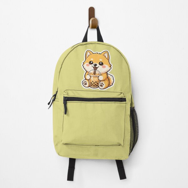 Item preview, Cute Shiba Inu Drinking Boba Tea Kawaii Sticker designed and sold by KawaiiOrbit.