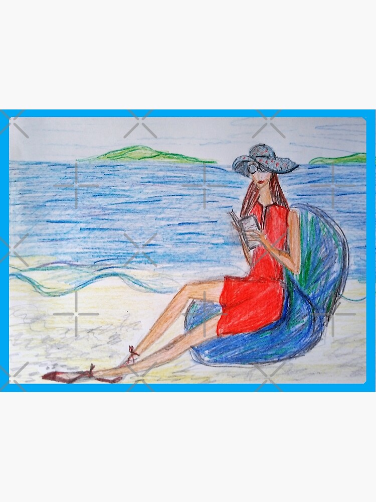 A Girl in a Red Dress Reading a Book on a Beach" Poster for Sale by  IvanaKada | Redbubble