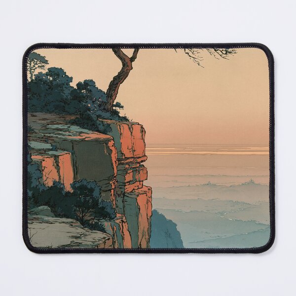 Item preview, Japanese Woodblock Landscape Print, Pine Tree Wall Art, Vintage Shin Hanga Cliff Painting, Serene Mountain Nature Poster Download designed and sold by AnimeWaifuMaterial.