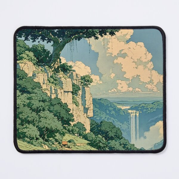 Item preview, Anime Landscape Wall Art Vintage Ghibli Inspired Print Fantasy Valley Waterfall Nature Printable Digital Download Aesthetic Poster designed and sold by AnimeWaifuMaterial.