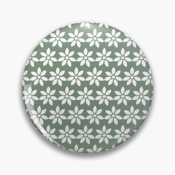Item preview, White Floral Pattern on Sage Green Background designed and sold by K..