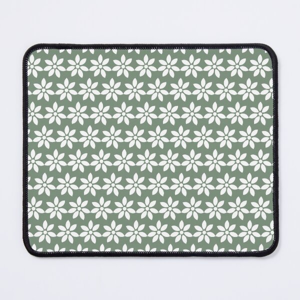 Item preview, White Floral Pattern on Sage Green Background designed and sold by K..