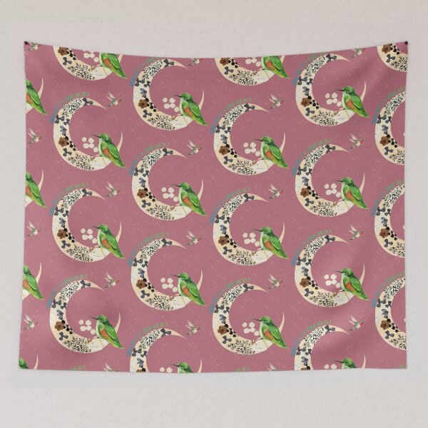 Item preview, Grow Softly Shine Wildly: Cosmic Botanical Moon and Hummingbird designed and sold by OlgaLuna_Designs.