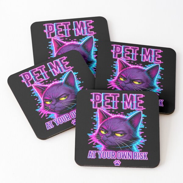 Item preview, Pet Me At Your Own Risk – Glitch Neon Cyberpunk Cat designed and sold by Kittcatking.