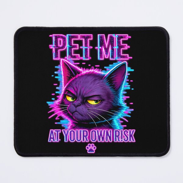 Item preview, Pet Me At Your Own Risk – Glitch Neon Cyberpunk Cat designed and sold by Kittcatking.