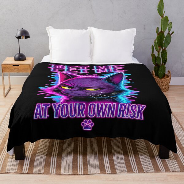 Item preview, Pet Me At Your Own Risk – Glitch Neon Cyberpunk Cat designed and sold by Kittcatking.