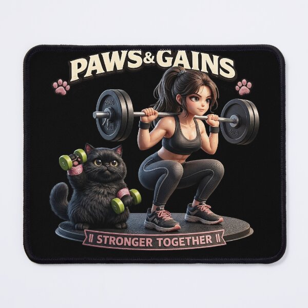 Item preview, Paws & Gains - Together Strong Cat Gym Workout designed and sold by thirtyonestars.