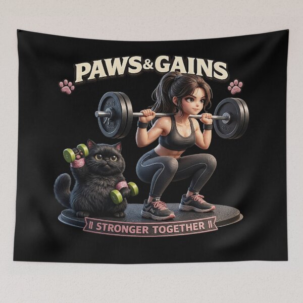 Item preview, Paws & Gains - Together Strong Cat Gym Workout designed and sold by thirtyonestars.
