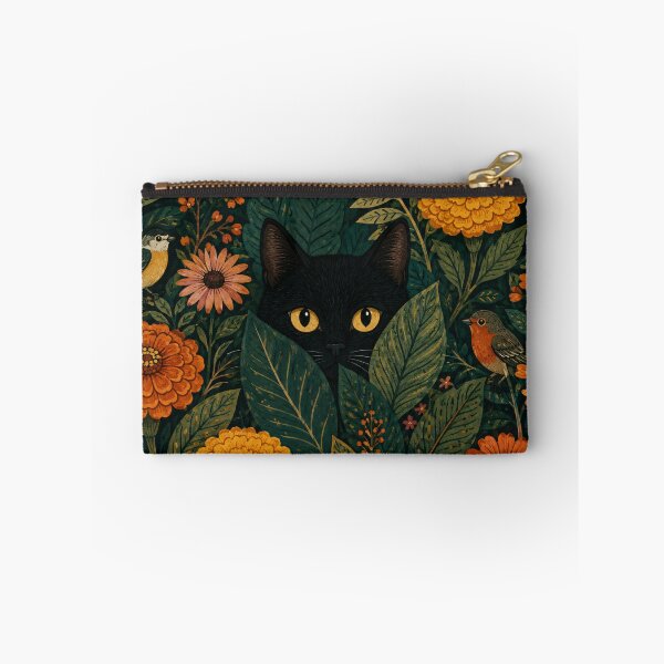 Item preview, Black Cat Peering Through Floral Whimsical Garden designed and sold by Jozefin's Studio.