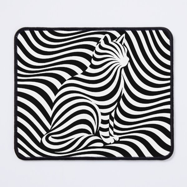 Item preview, Invisible Cat Optical Illusion | Black & White Op Art Wavy Lines | Funny Minimalist Cat Sticker, T-Shirt & Hoodie designed and sold by WAUZ.