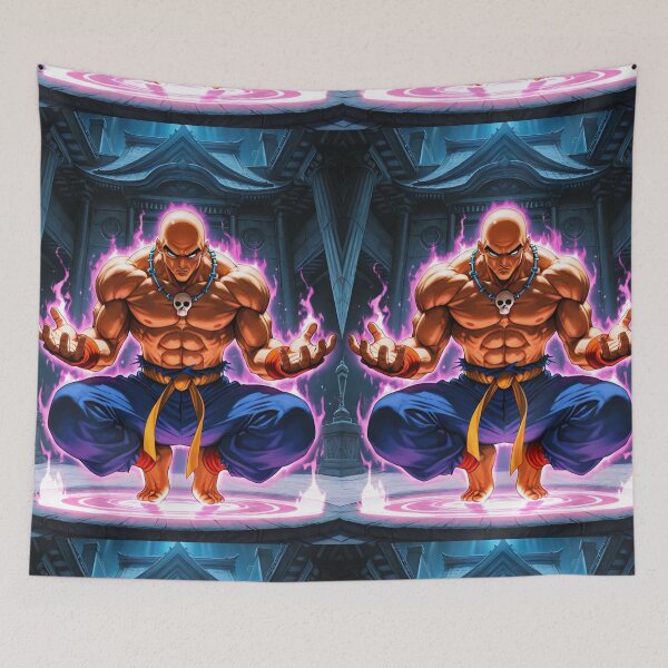 Item preview, Video Games - Muscular Bald Fighter, Mystic Aura in a Temple designed and sold by Zone--Gaming.