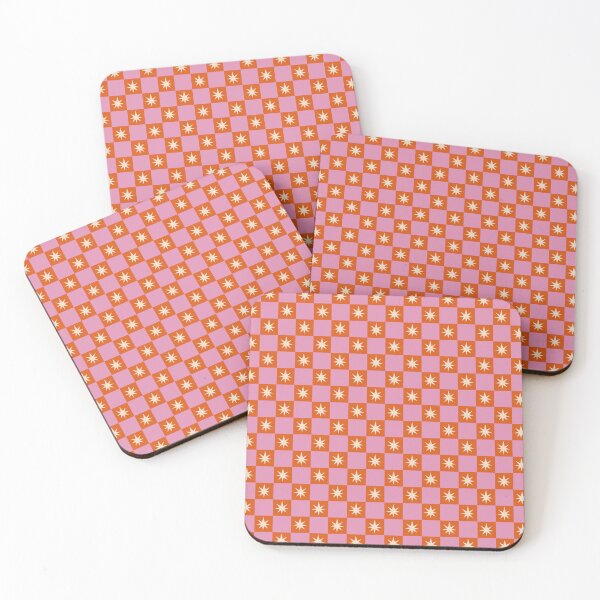 Item preview, Pink Orange Checkerboard Retro Sparkle Star Pattern designed and sold by Pop & Punch.