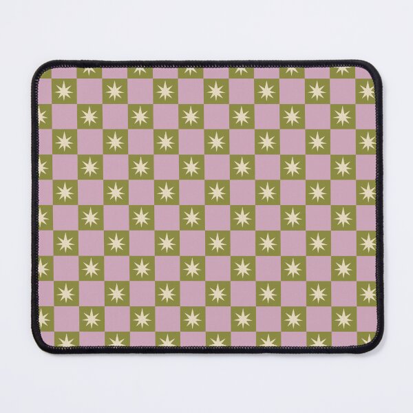 Item preview, Olive Green and Pink Checkerboard Retro Sparkle Star Pattern designed and sold by Pop & Punch.