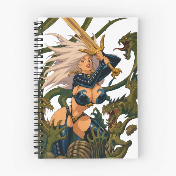 Item preview, Dark Fantasy Sword Warrior | Gothic Sorceress vs Serpents | Classic Western Animation Style designed and sold by  Hollow Moon Studios..